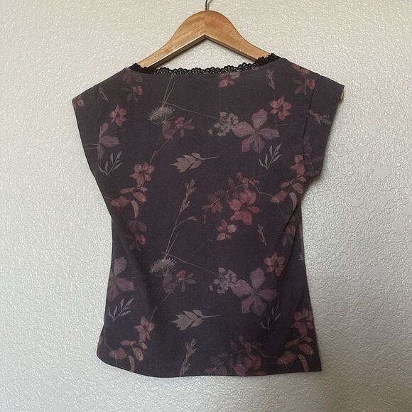 Urban Outfitters Y2k Mini Shirt Bow Lace Brown Pink Large Lace Cropped - Picture 5 of 5